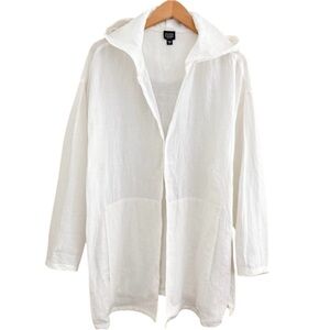 Eileen Fisher Open Cardigan Top Jacket Cover Up S Bamboo Off White Beach Cruise